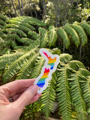 Rainbow Pride - New Zealand Map Waterproof Stickers