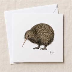 Kiwi greeting cards with envelopes — illustrated NZ native bird, designed & printed in New Zealand by Wix & Bloom