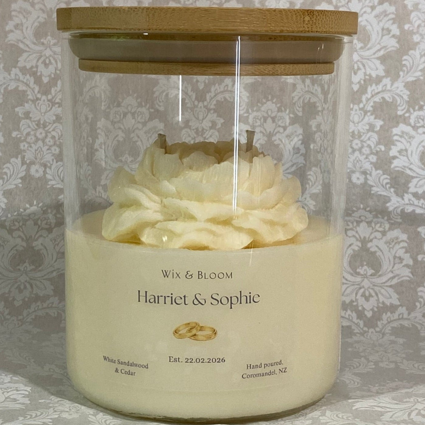 Personalised heirloom candle with bamboo lid – Wix & Bloom