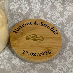 Personalised heirloom soy candle with bamboo lid – Wix & Bloom