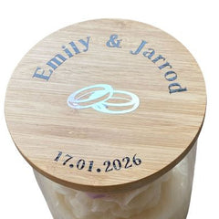 Personalised heirloom soy candle with bamboo lid, Wix & Bloom