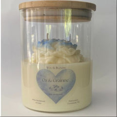 Personalised heirloom soy candle with bamboo lid, Wix & Bloom