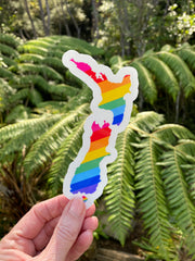 Rainbow Pride - New Zealand Map Waterproof Stickers
