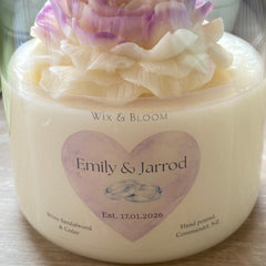 Personalised heirloom soy candle with bamboo lid, Wix & Bloom